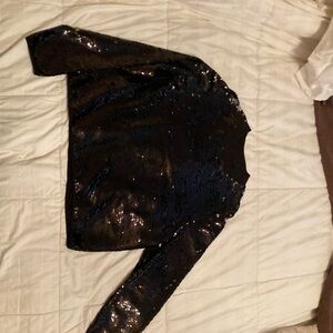 Weekday Shimmering Black Sequin Sweatshirt